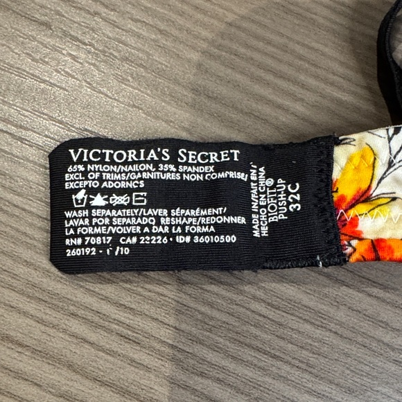 Victoria's Secret Biofit Push-up Floral Bra - Cream, Red, Orange - Picture 2 of 5